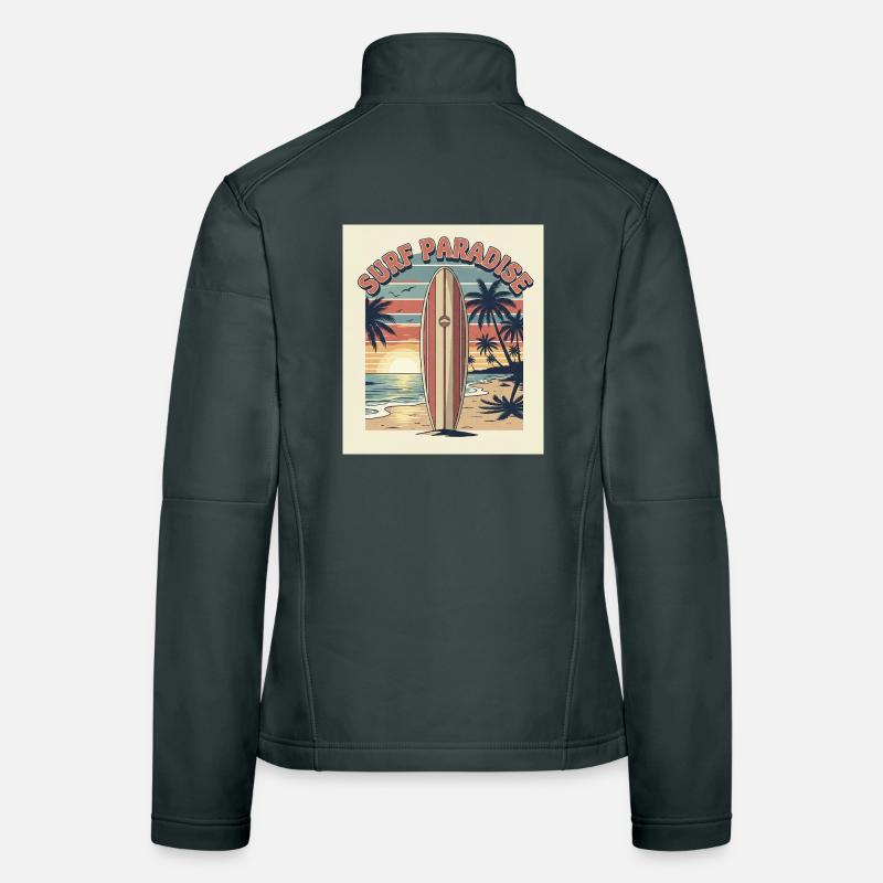 Surf Paradies Retro Design Frauen Softshelljacke