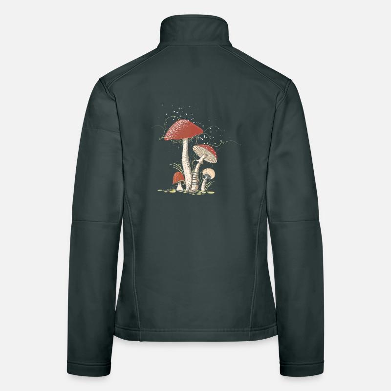 Magical toadstools in the forest illustrated Women's Softshell Jacket