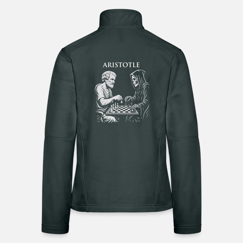 Aristotle and Grim Raper Chess Illustration Women's Softshell Jacket