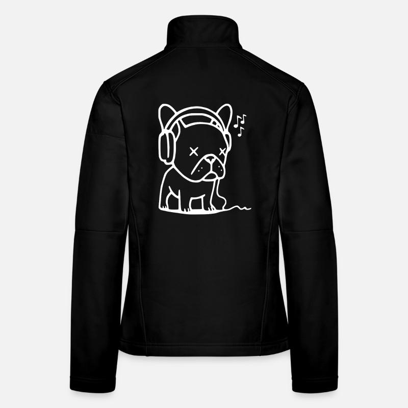 Frenchie Bulldogge mit Kopfhörern Frauen Softshelljacke