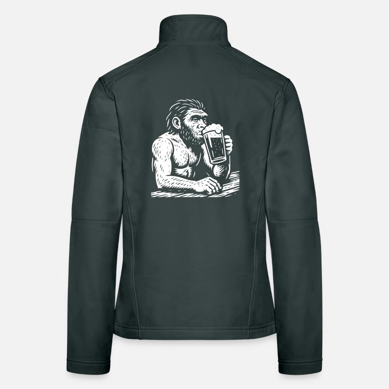 Homo erectus trinkt Bier in der Kneipe Frauen Softshelljacke