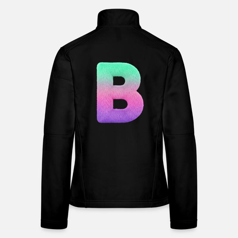 Buchstabe B mit Fell und Pastell Farbverlauf Frauen Softshelljacke