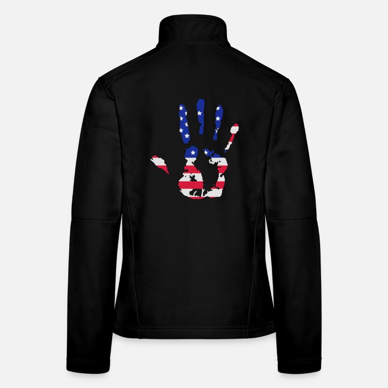 Empreinte de la main aux couleurs du drapeau américain Veste en tissu softshell Femme