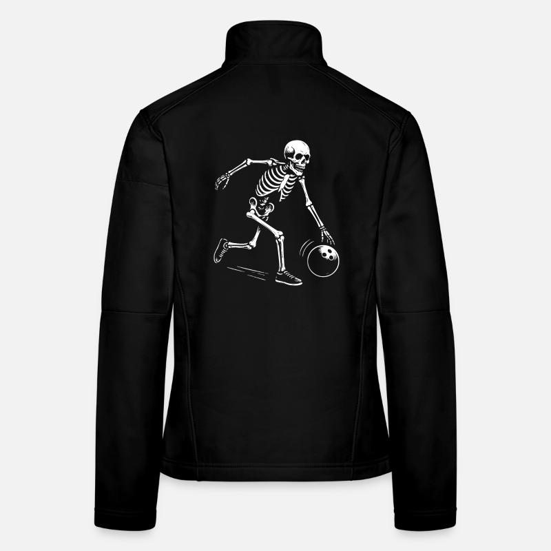 skeleton bowling team gift Women's Softshell Jacket