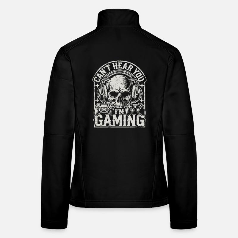 Gaming Totenschädel mit Headset und Controllern Frauen Softshelljacke