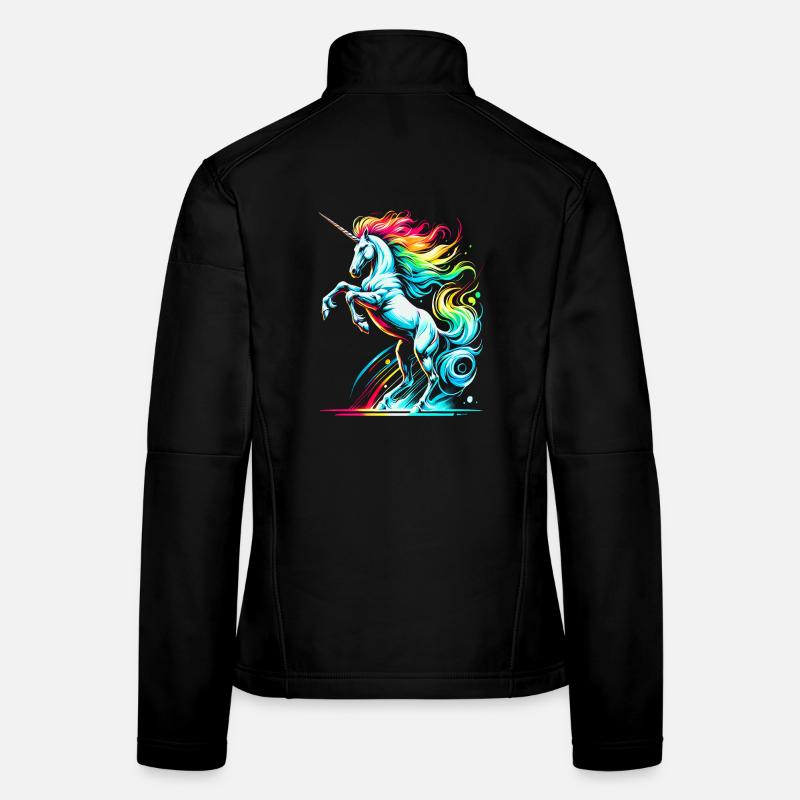 Vibrant néon licorne tolérance illustration Veste en tissu softshell Femme