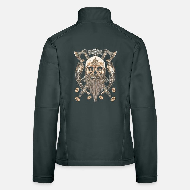Valhalla Sigil Viking Skull Skeleton Goth Women's Softshell Jacket