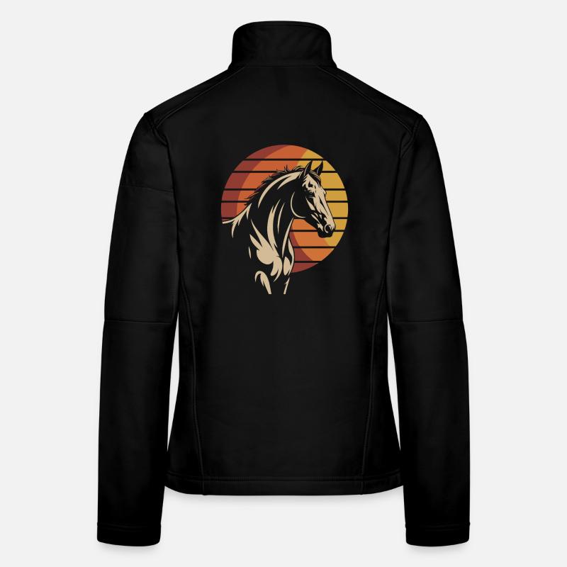 Design élégant pour chevaux dans le style du coucher du soleil Veste en tissu softshell Femme