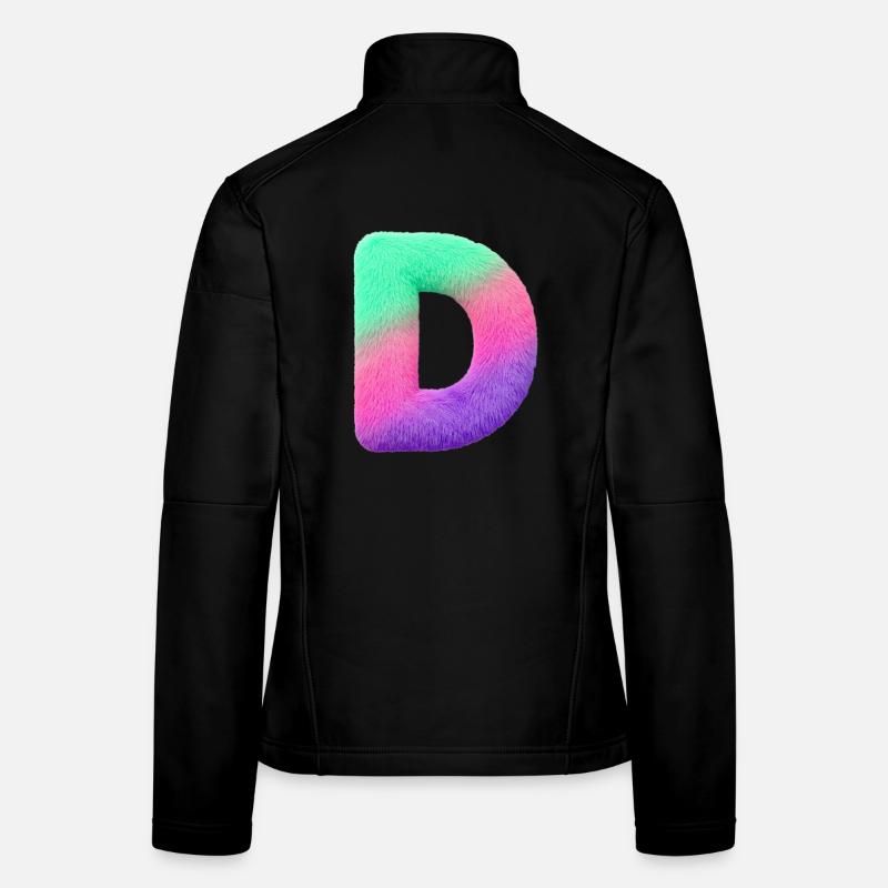 D - Buchstabe in Fell Optik u. Farbverlauf Frauen Softshelljacke