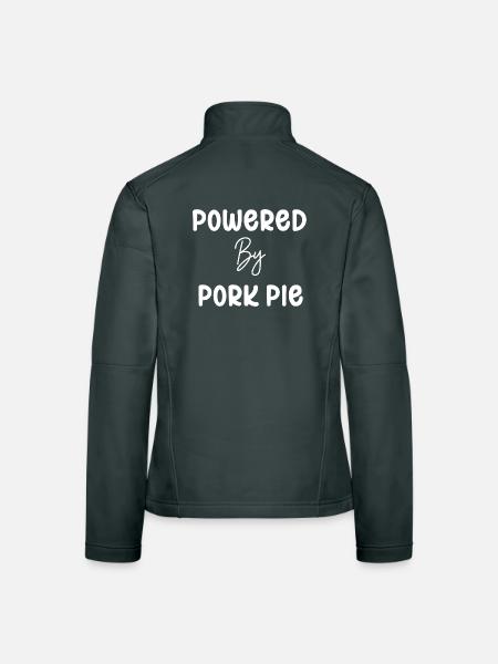 Powered By Pork Pie Text - Frauen Softshelljacke - Dunkelgrau - Hinten