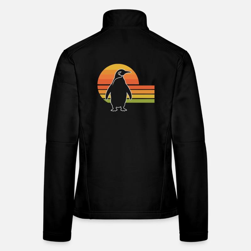 Silhouette de pingouin au coucher du soleil Veste en tissu softshell Femme