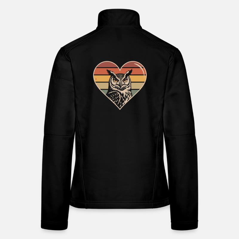 Retro Owl Heart Design Women's Softshell Jacket