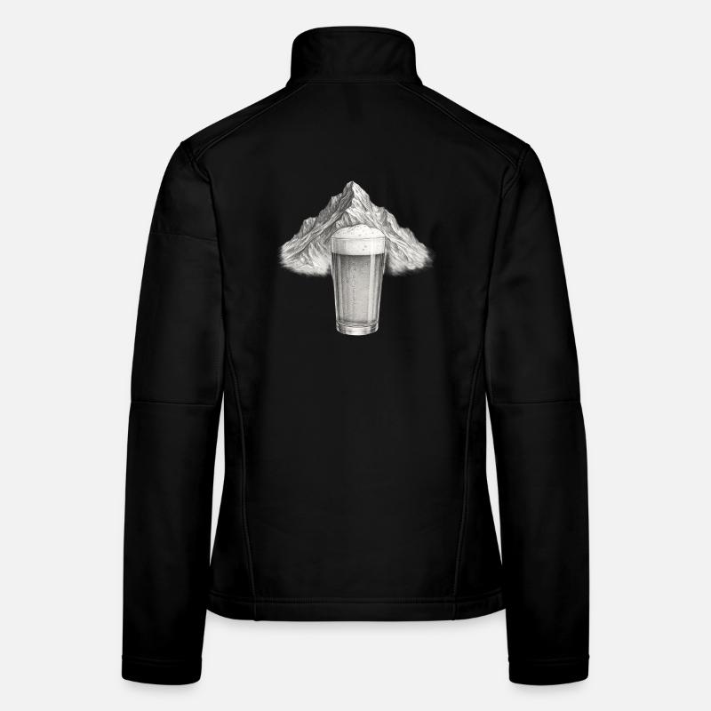 Bergblick mit Bierglas Frauen Softshelljacke