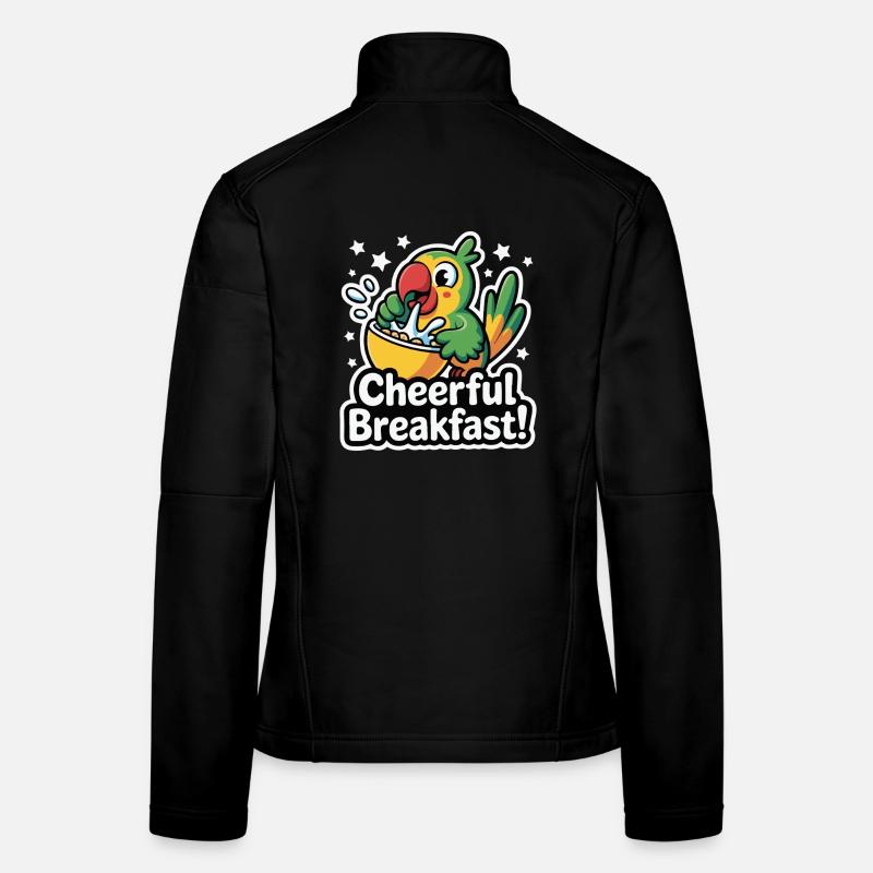 Vibrant Parrot with Cheerful Breakfast Women's Softshell Jacket