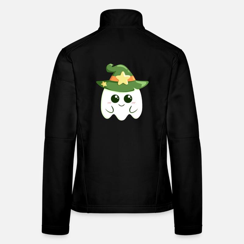 Cute ghost for Halloween dressed as a witch Women's Softshell Jacket