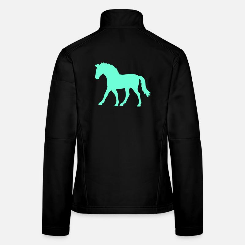Silhouette de cheval contour course à pied cavalier équitation Veste en tissu softshell Femme