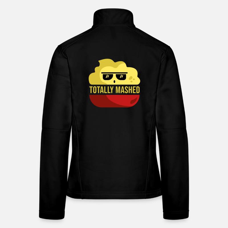 Totally Mashed Funny Pun Potato Cartoon Women's Softshell Jacket