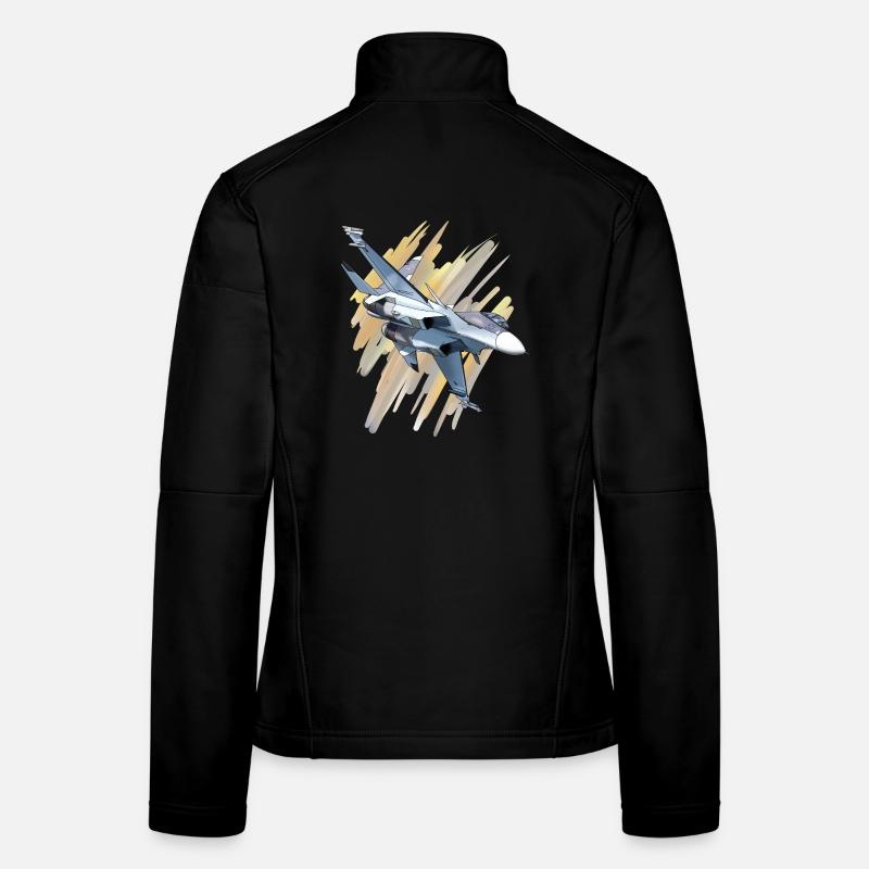Avion de chasse au design dynamique Veste en tissu softshell Femme