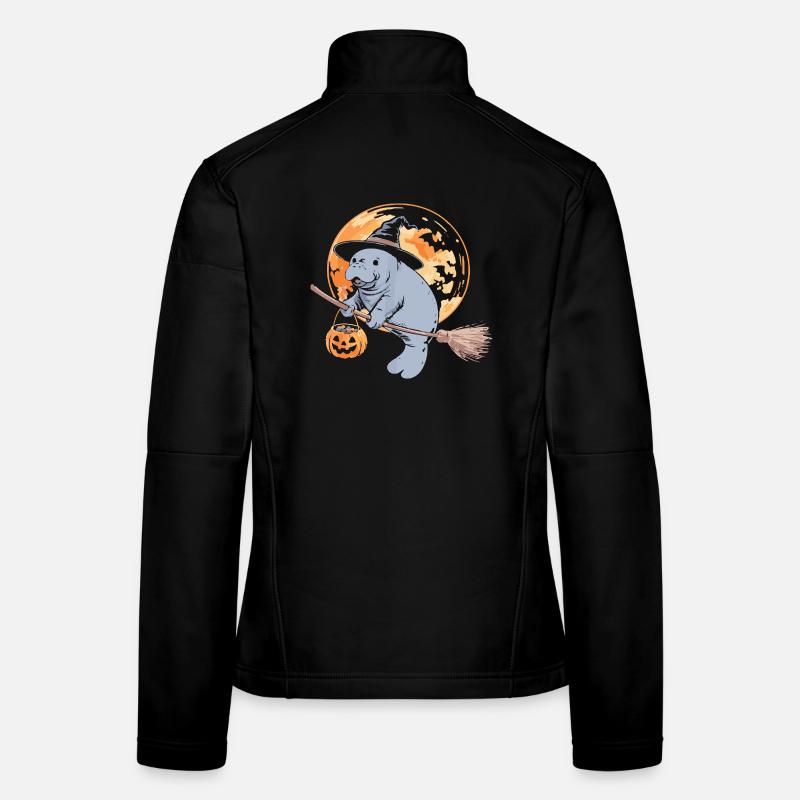 Whimsical Hippo Witch Halloween Design Women's Softshell Jacket