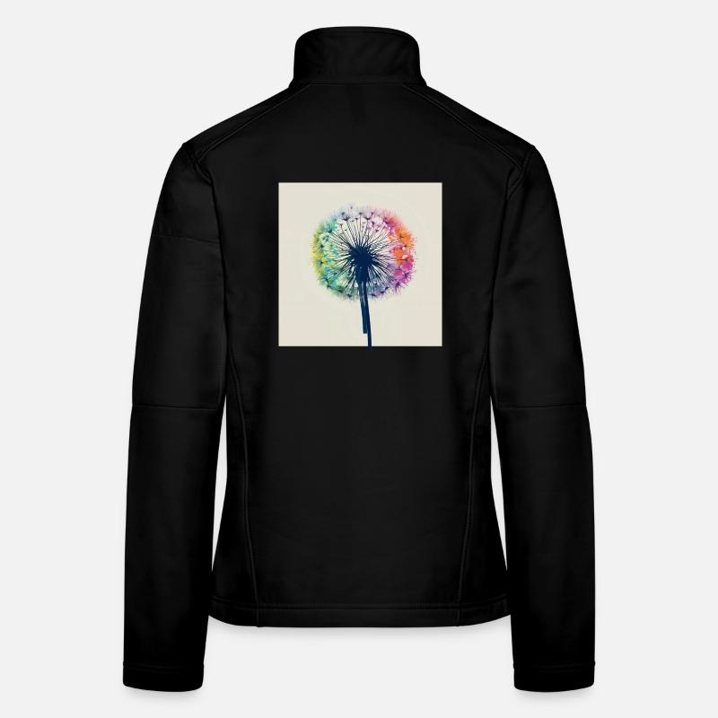 Aquarelle colorée de pissenlit Veste en tissu softshell Femme
