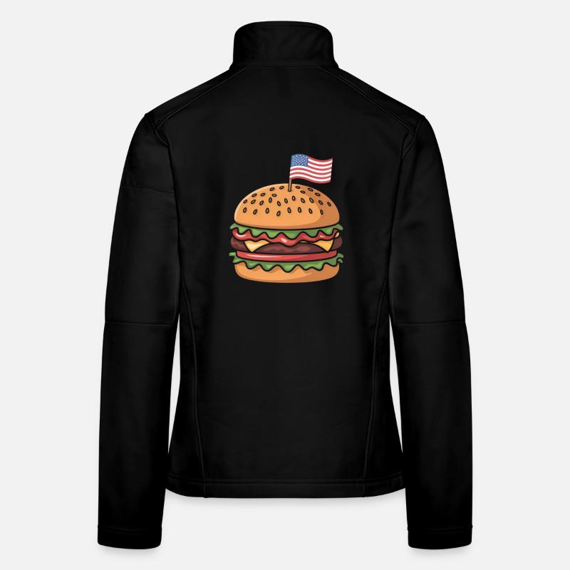 Cheeseburger Patriotic Independence Day 4th of Women's Softshell Jacket