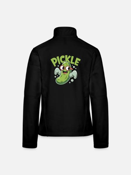 Funny Pickle Cartoon Character - Women's Softshell Jacket - black - Back