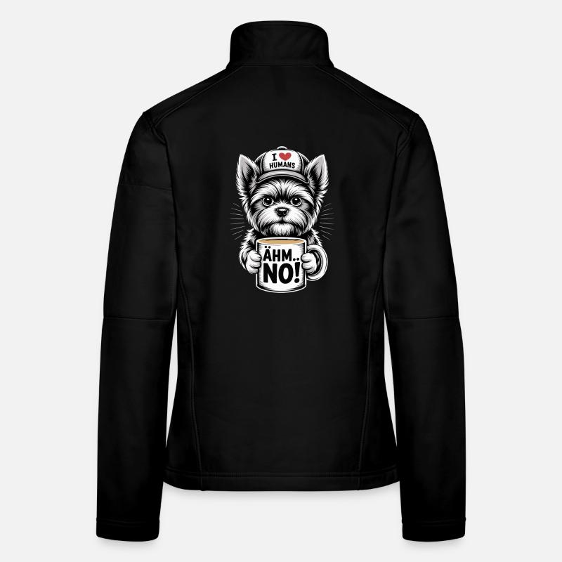 Yorkshire Terrier Chien drôle avec tasse à café Veste en tissu softshell Femme