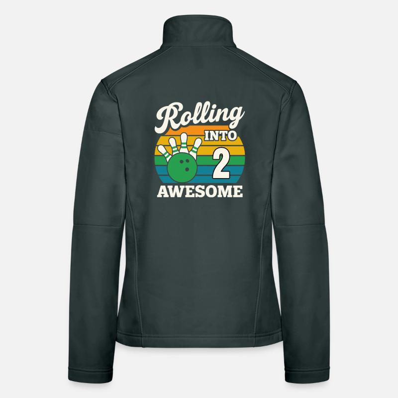 Rolling Into 2 with Bowling Ball Women's Softshell Jacket