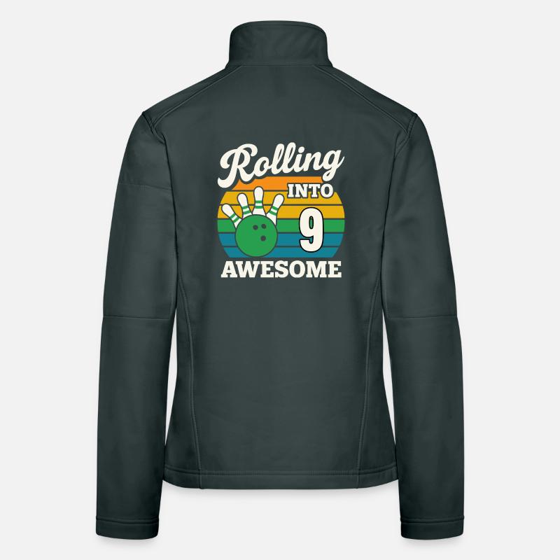 Rolling Into 9 Awesome Bowling Design Women's Softshell Jacket