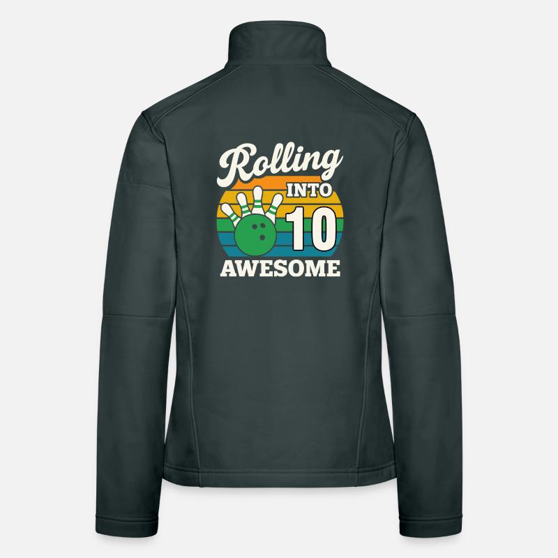 Rolling Into 10 Fun Bowling Design Women's Softshell Jacket