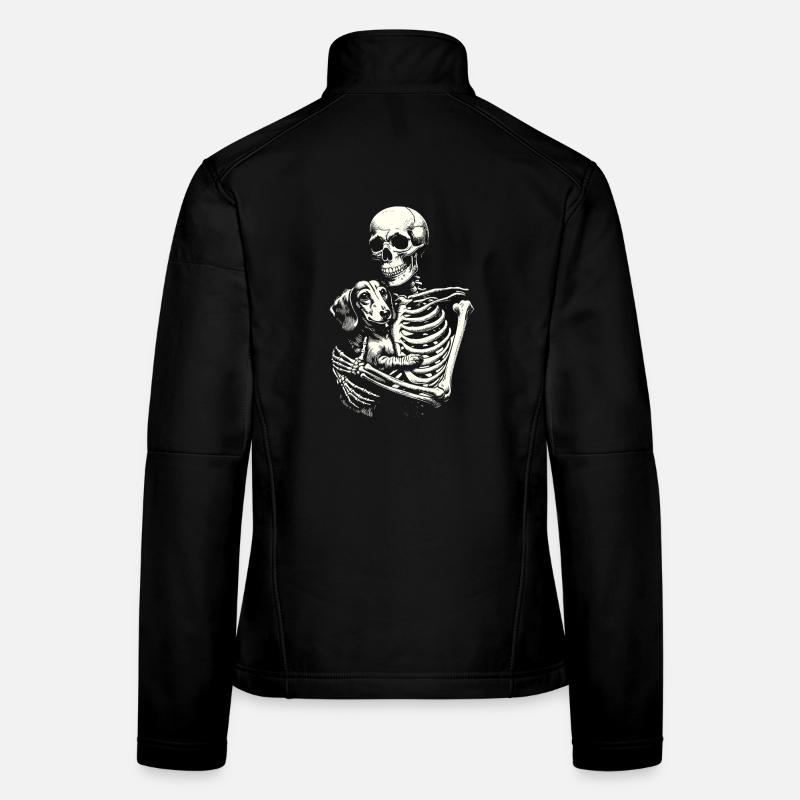 Skelett umarmt Dackel - Frauen Softshelljacke - Schwarz
