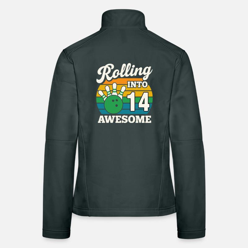 Retro Bowling 14. Geburtstag Design Frauen Softshelljacke