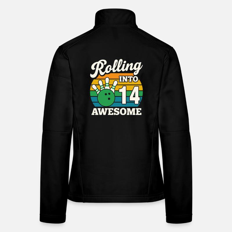 Retro Bowling 14. Geburtstag Design Frauen Softshelljacke
