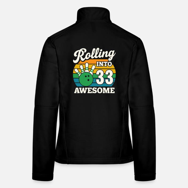 Bowling 33e anniversaire célébration graphique Veste en tissu softshell Femme