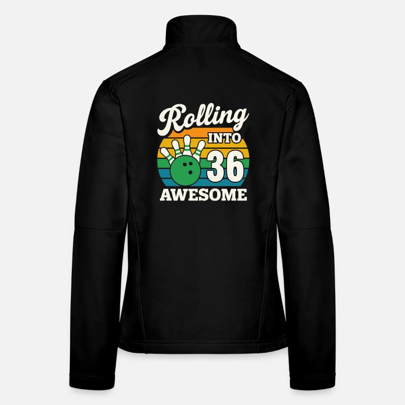 Rétro Bowling 36e anniversaire Graphique Veste en tissu softshell Femme