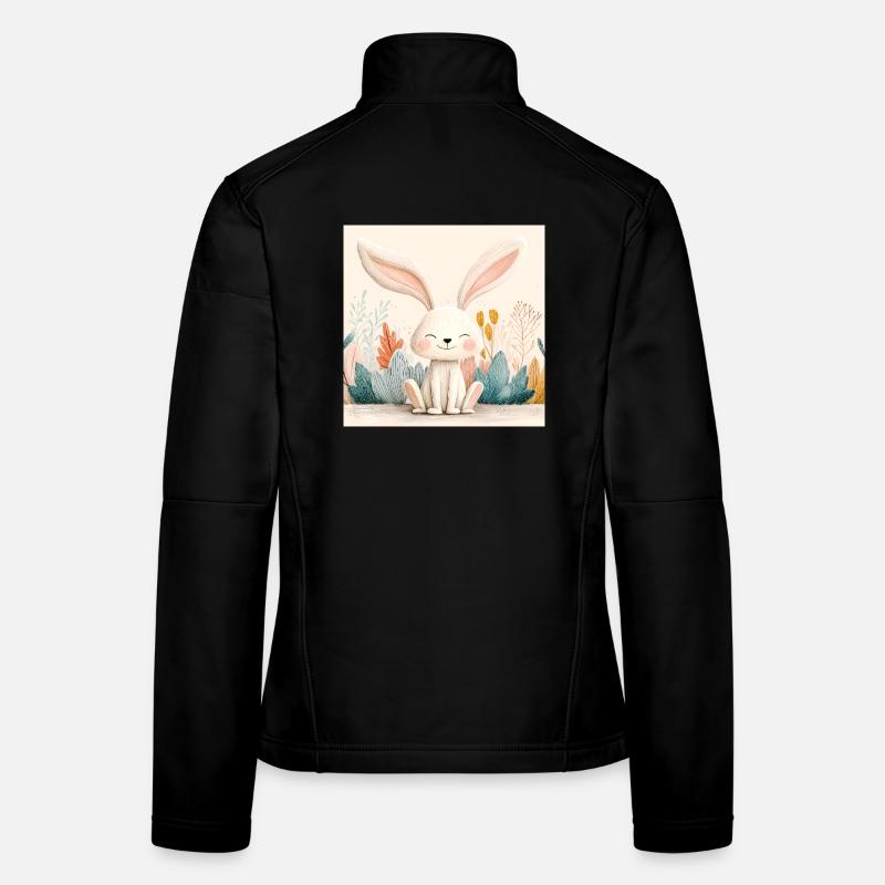 Lapin mignon avec végétation pastel Veste en tissu softshell Femme