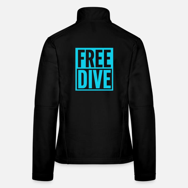 FREE DIVE Kühnes typografisches, lebendiges Design - Frauen Softshelljacke - Schwarz