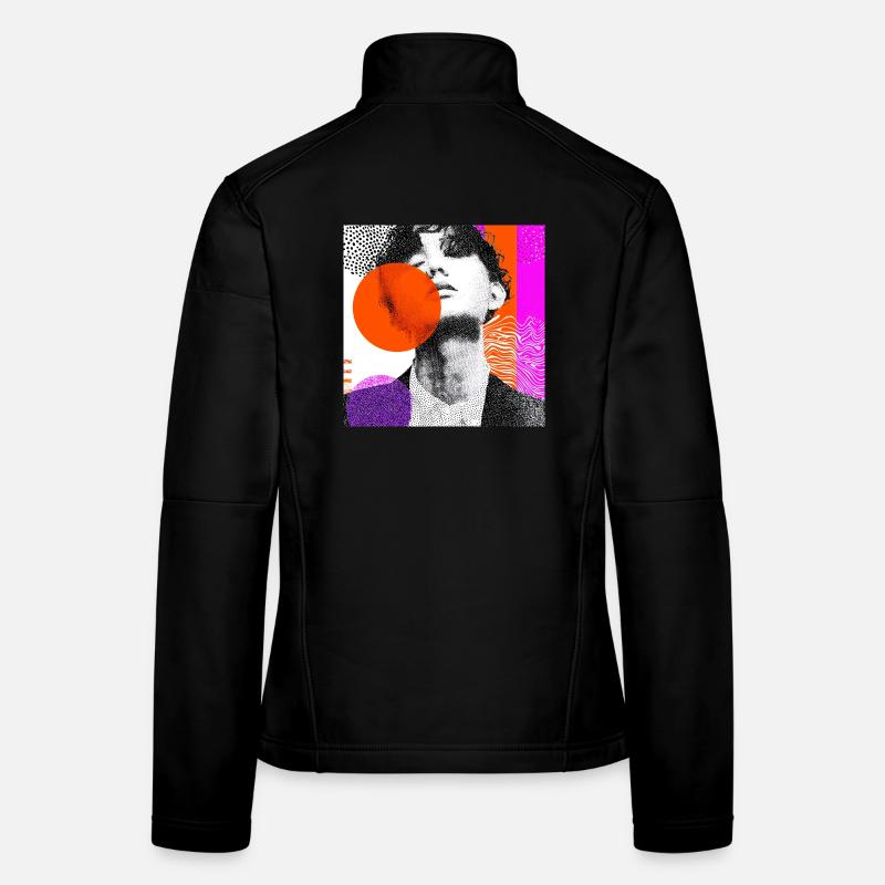 Wraparound Abstraktes Pop-Art-Porträt Frauen Softshelljacke