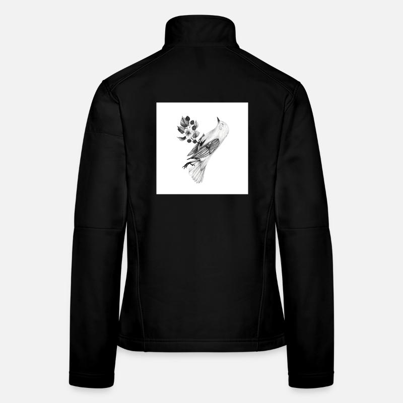 Oiseau avec des plantes Veste en tissu softshell Femme