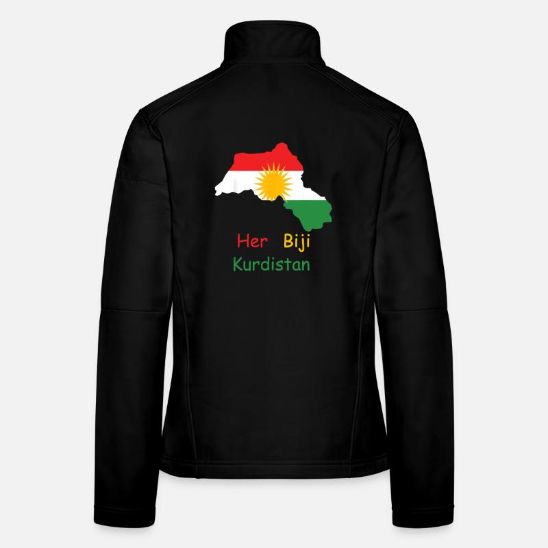 Drapeau du Kurdistan avec soleil kurde Veste en tissu softshell Femme
