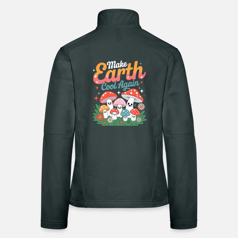 Make Earth Cool Again Kawaii Mushroom Nature Women's Softshell Jacket