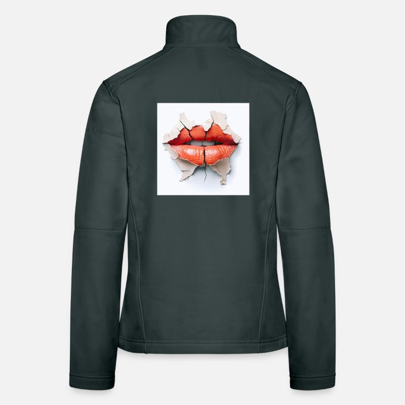 Bold lips on cracked wall Women's Softshell Jacket