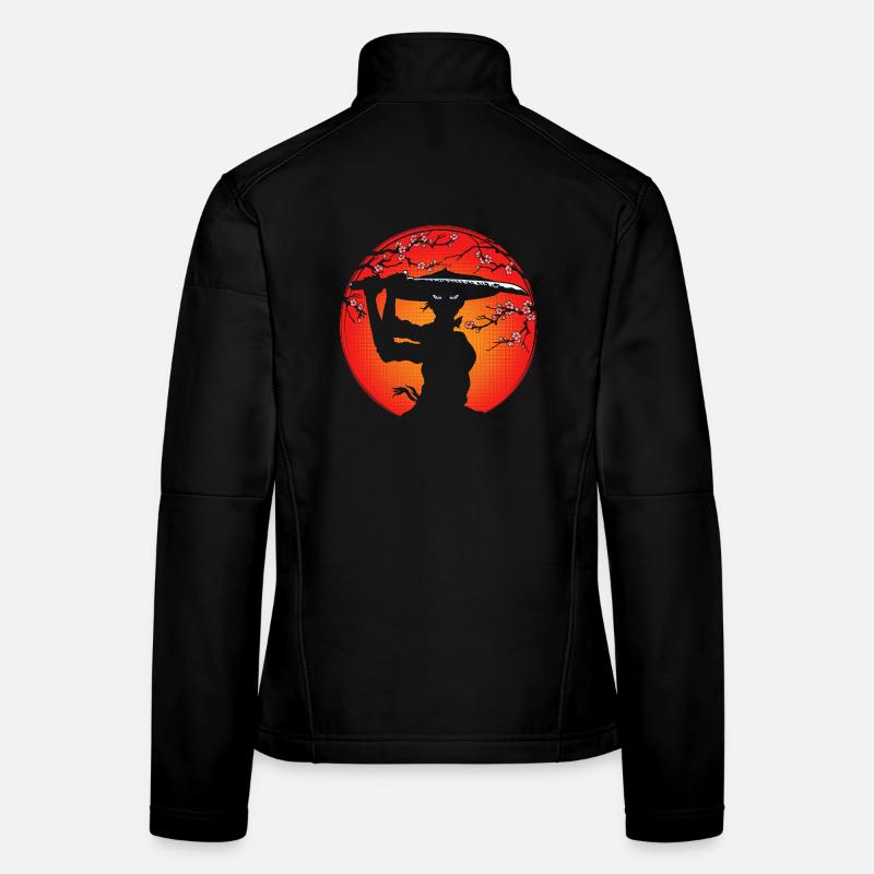 Samurai Girl and Cherry Blossoms Women's Softshell Jacket