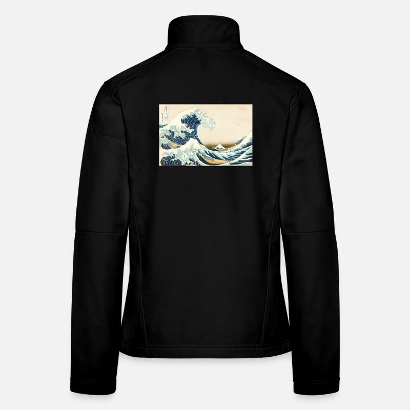 Peinture Ukiyo-e Wave avec Bergen Waves Japon Veste en tissu softshell Femme