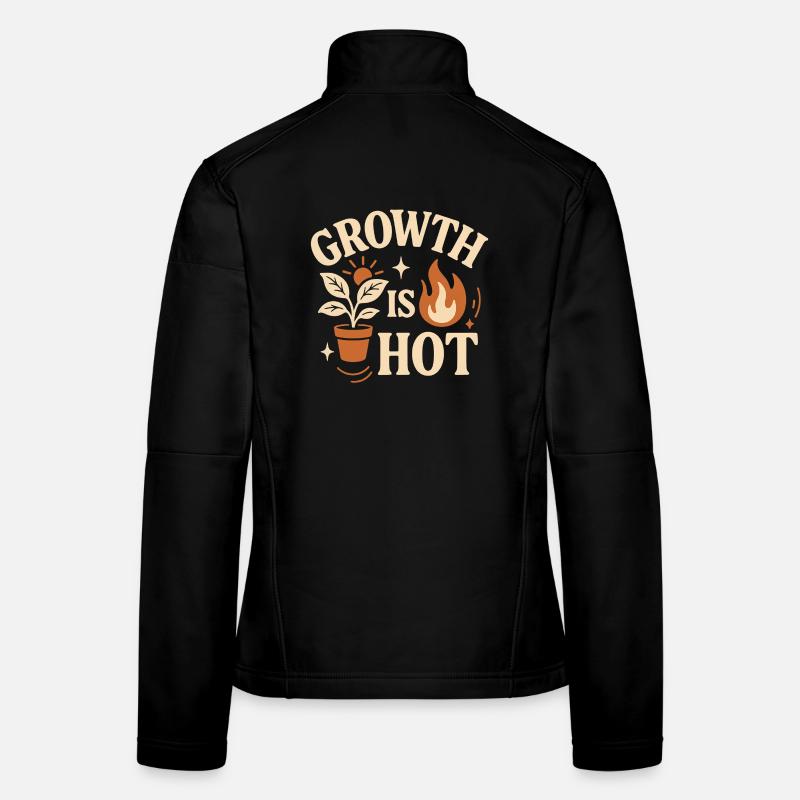 La croissance est une plante chaude, un feu, une conception motivationnelle Veste en tissu softshell Femme