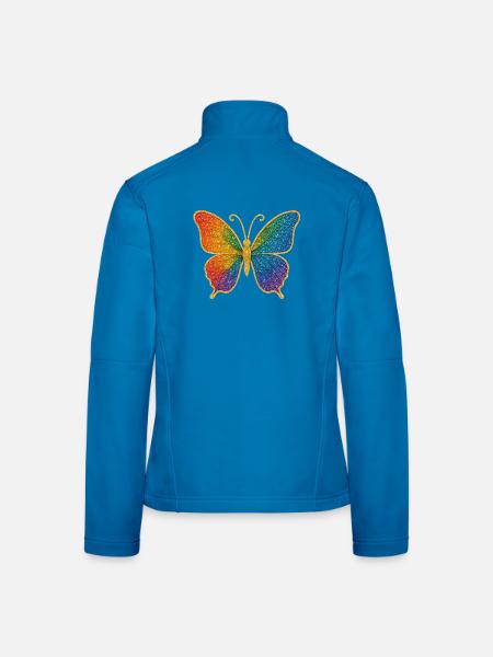 Glitzernder Regenbogen-Schmetterling - Frauen Softshelljacke - Schwarz - Hinten
