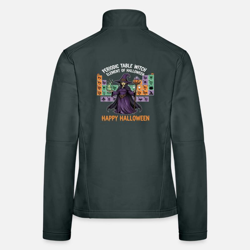 Halloween Witch and Periodic Table Design Women's Softshell Jacket