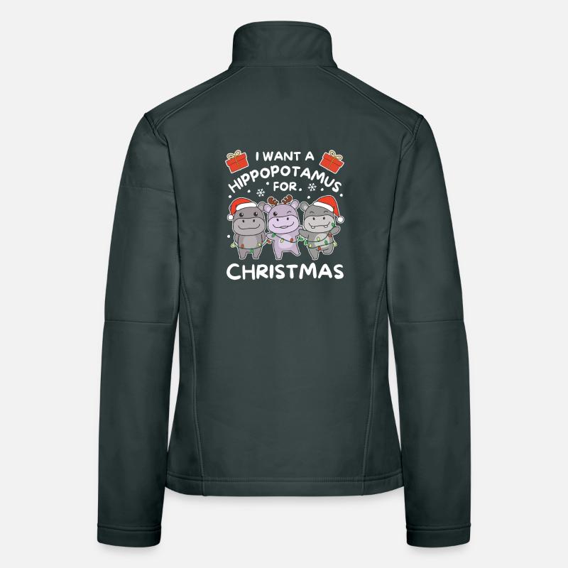 Ich will ein Flusspferd zu Weihnachten süße Hippos Frauen Softshelljacke