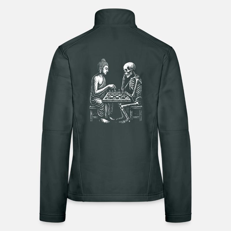 Buddha and Skeleton Chess Encounter Design Women's Softshell Jacket