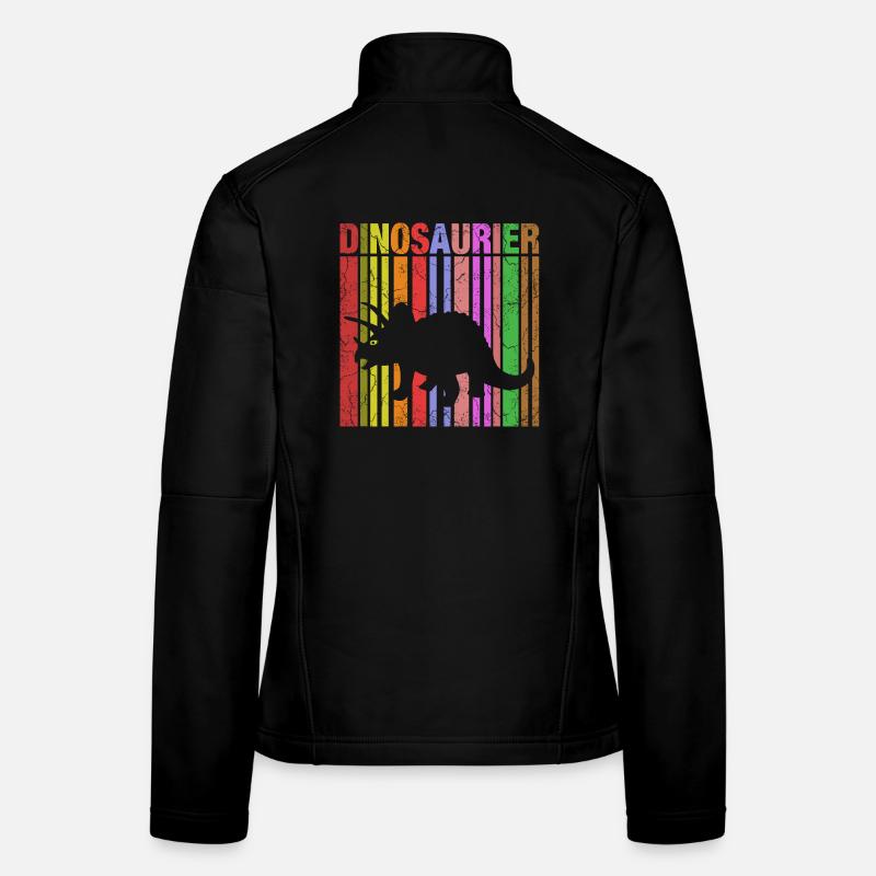Dinosaurier Silhouette mit Farbdetails - Frauen Softshelljacke - Schwarz